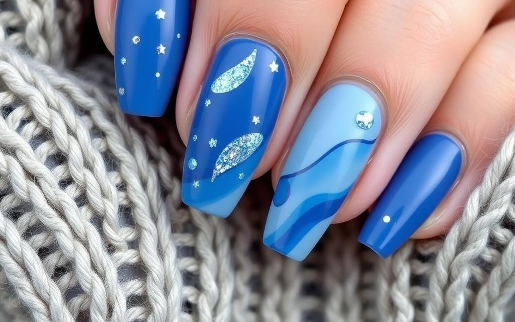 cozy blue nails